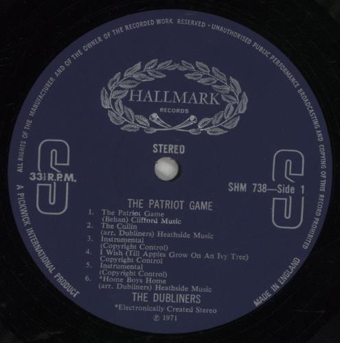 The Dubliners The Patriot Game vinyl LP album (LP record) UK TIQLPTH490358