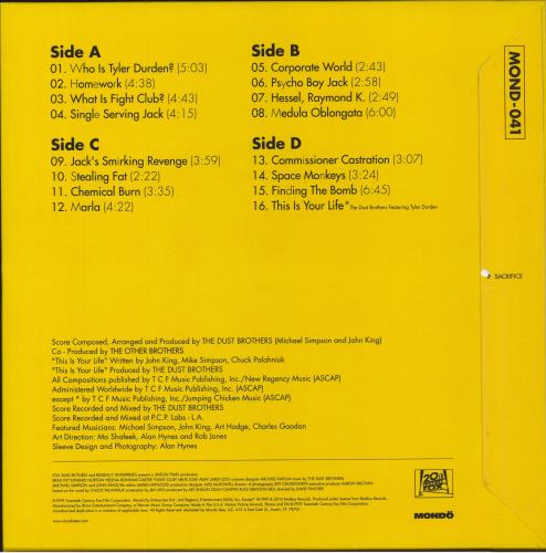 The Dust Brothers Fight Club Original Soundtrack - Pink Splatter Vinyl 2-LP vinyl record set (Double LP Album) US TDU2LFI798531