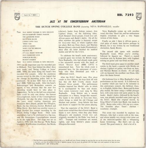 The Dutch Swing College Band Jazz At The Concertgebouw Amsterdam vinyl LP album (LP record) Dutch DUWLPJA736536