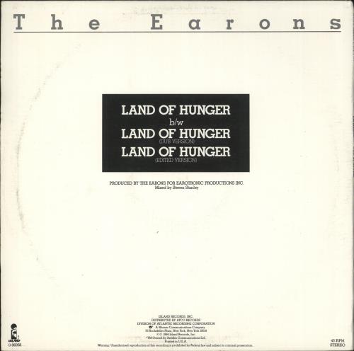 The Earons Land Of Hunger 12" vinyl single (12 inch record / Maxi-single) US Z5L12LA724888