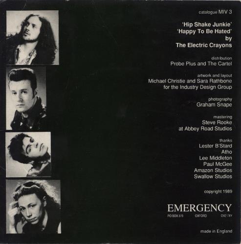 The Electric Crayons Hip Shake Junkie + Insert 7" vinyl single (7 inch record / 45) UK ECR07HI13500