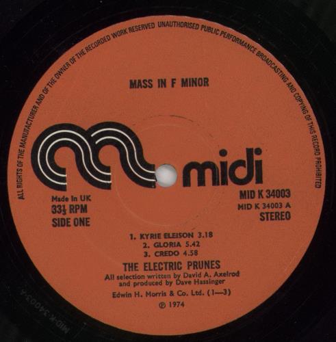 The Electric Prunes Mass In F Minor vinyl LP album (LP record) UK EPRLPMA587748