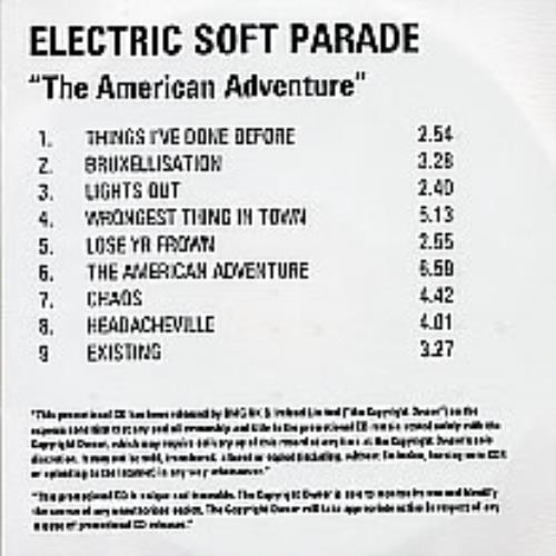 The Electric Soft Parade The American Adventure CD-R acetate UK ESFCRTH262251