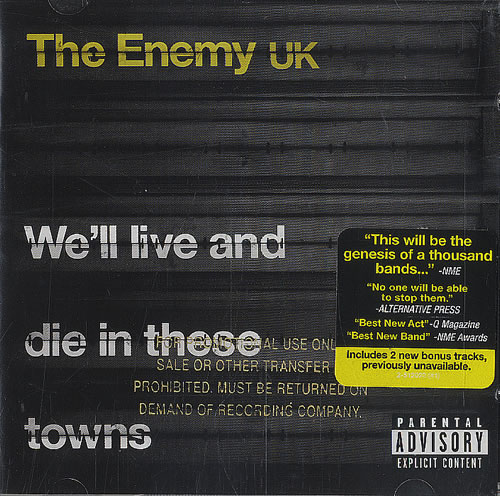 The Enemy We'll Live And Die In These Towns CD album (CDLP) US EN3CDWE461227