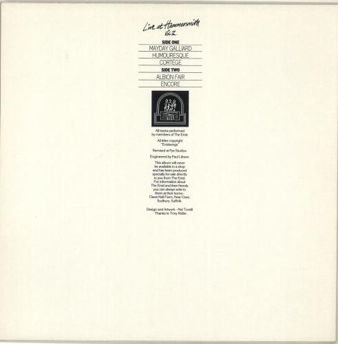 The Enid Live At Hammersmith Volume 2 vinyl LP album (LP record) UK EIDLPLI383144
