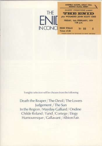 The Enid Touch Me + Ticket tour programme UK EIDTRTO875511