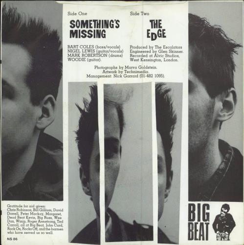 The Escalators Something's Missing 7" vinyl single (7 inch record / 45) UK XL707SO782798