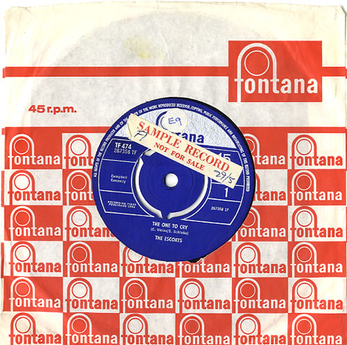 The Escorts The One To Cry - Sample 7" vinyl single (7 inch record / 45) UK UYI07TH627587