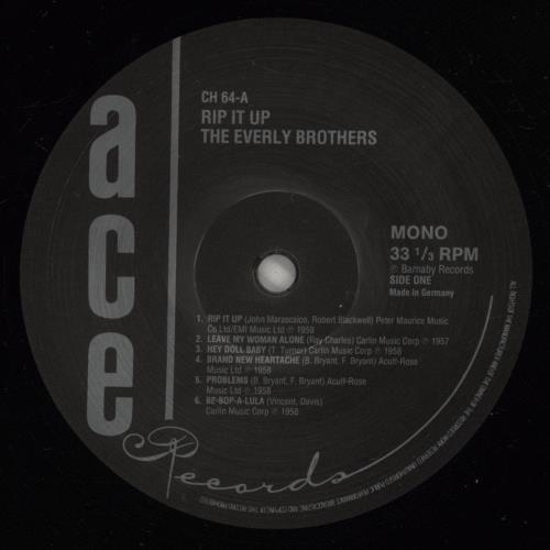 The Everly Brothers Rip It Up vinyl LP album (LP record) UK EBRLPRI232179