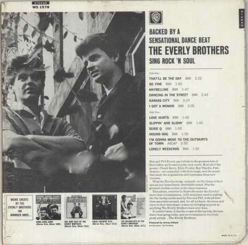 The Everly Brothers Rock 'n Soul vinyl LP album (LP record) US EBRLPRO615905