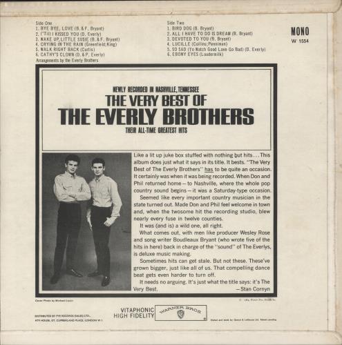 The Everly Brothers The Very Best Of The Everly Brothers - EX vinyl LP album (LP record) UK EBRLPTH875271