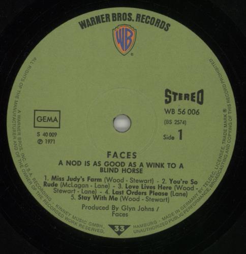 The Faces A Nod's As Good As A Wink + Poster - Green Label vinyl LP album (LP record) German FCELPAN858013