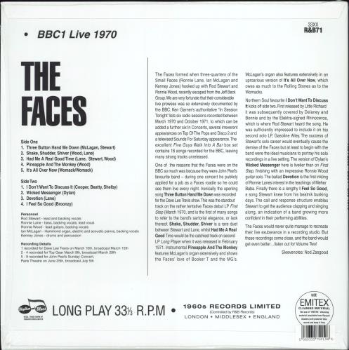 The Faces BBC1 Live 1970 vinyl LP album (LP record) UK FCELPBB776284