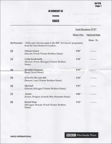 The Faces In Concert 42 CD-R acetate UK FCECRIN369401