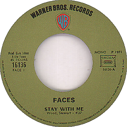 The Faces Stay With Me + P/S 7" vinyl single (7 inch record / 45) French FCE07ST636556
