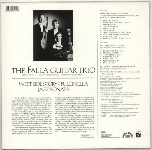 The Falla Guitar Trio West Side Story / Pulcinella / Jazz Sonata vinyl LP album (LP record) German 006LPWE739018