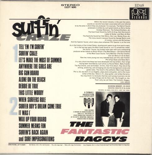 The Fantastic Baggys Surfin' Craze vinyl LP album (LP record) UK YL3LPSU693088