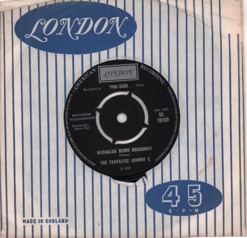 The Fantastic Johnny C Boogaloo Down Broadway 7" vinyl single (7 inch record / 45) UK VN607BO670207