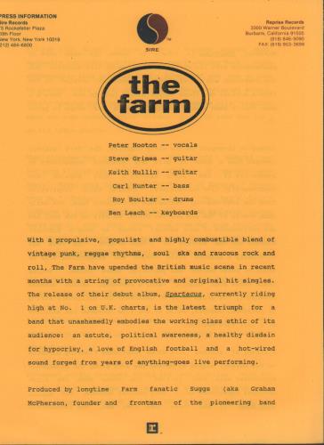 The Farm Spartacus media press pack US FARPPSP29997