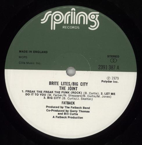 The Fatback Band Brite Lites, Big City vinyl LP album (LP record) UK FTKLPBR864179