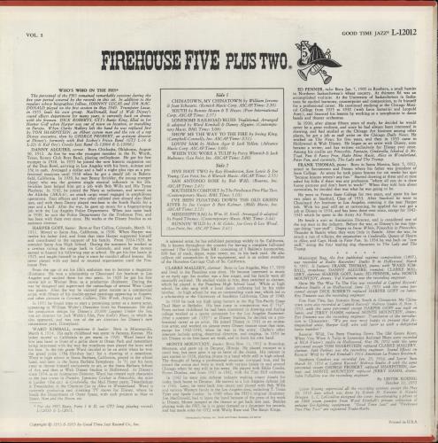 The Firehouse Five Plus Two The Firehouse Five Story, Vol. 3 vinyl LP album (LP record) US F52LPTH554731