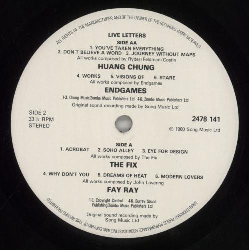 The Fixx Live Letters vinyl LP album (LP record) UK FIXLPLI175763