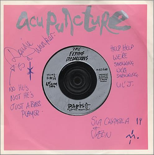 The Flying Medallions Rapist - Fully Autographed 7" vinyl single (7 inch record / 45) UK FL007RA369970