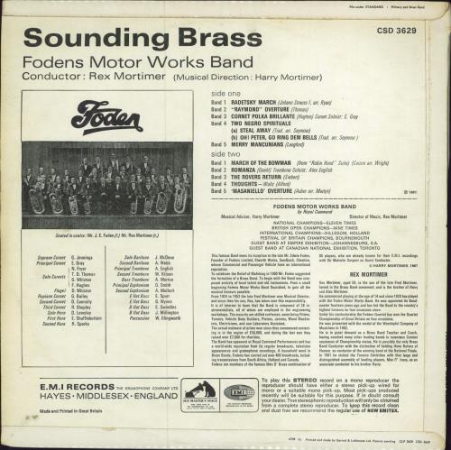 The Fodens Motorworks Band Sounding Brass - Sample vinyl LP album (LP record) UK XQWLPSO786673