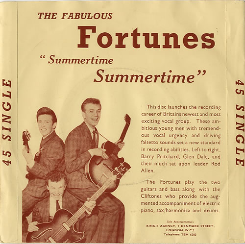 The Fortunes Summertime Summertime - p/s 7" vinyl single (7 inch record / 45) UK FTU07SU613638