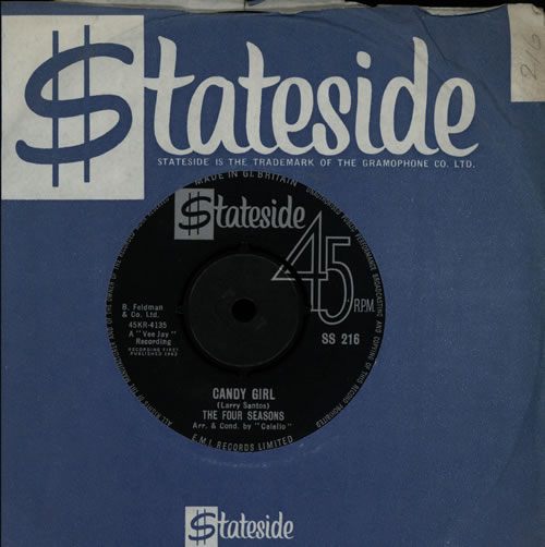 The Four Seasons Candy Girl 7" vinyl single (7 inch record / 45) UK FSE07CA570810