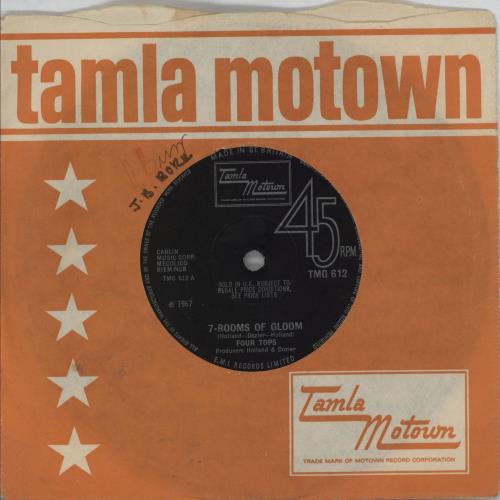 The Four Tops 7-Rooms Of Gloom - solid centre 7" vinyl single (7 inch record / 45) UK FTP07RO714361