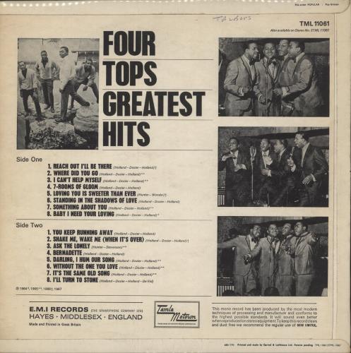 The Four Tops Greatest Hits vinyl LP album (LP record) UK FTPLPGR471778