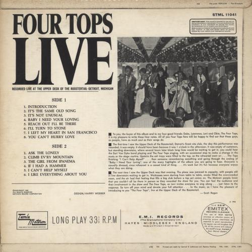 The Four Tops Live! vinyl LP album (LP record) UK FTPLPLI591240