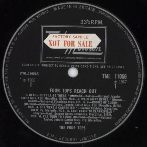 The Four Tops Reach Out - Factory Sample vinyl LP album (LP record) UK FTPLPRE792012
