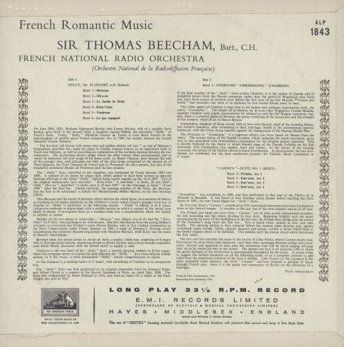 The French National Radio Orchestra French Romantic Music vinyl LP album (LP record) UK ZZ5LPFR759985