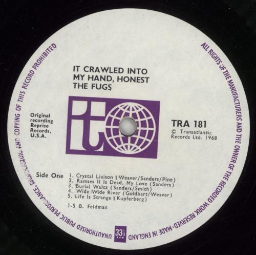 The Fugs It Crawled Into My Hand, Honest vinyl LP album (LP record) UK TFGLPIT330387
