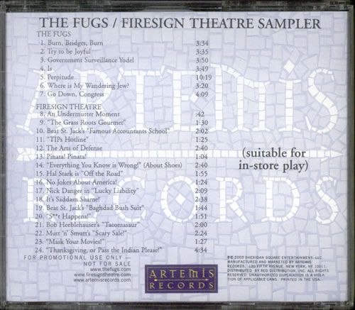 The Fugs The Fugs / Firesign Theatre Sampler CD album (CDLP) US TFGCDTH536637