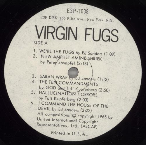 The Fugs Virgin Fugs vinyl LP album (LP record) US TFGLPVI841046