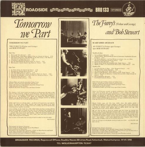 The Fureys And Davey Arthur Tomorrow We Part vinyl LP album (LP record) UK F+DLPTO692126