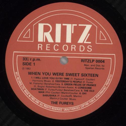 The Fureys And Davey Arthur When You Were Sweet Sixteen vinyl LP album (LP record) UK F+DLPWH504708