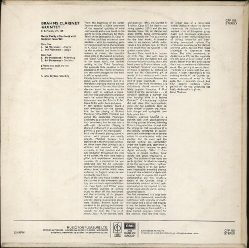 The Gabrieli String Quartet Brahms: Clarinet Quintet vinyl LP album (LP record) UK XMULPBR658905