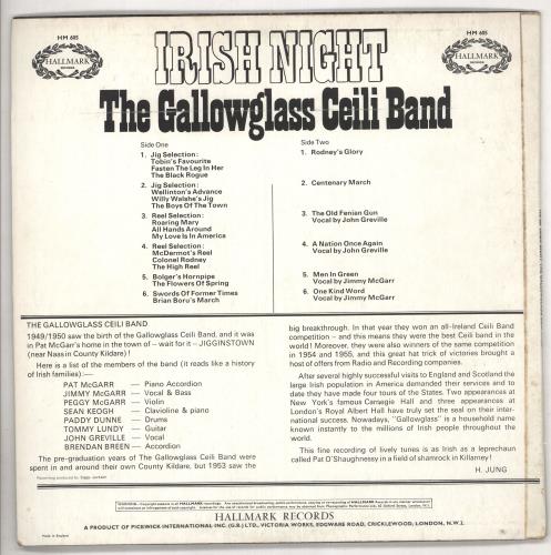 The Gallowglass Ceili Band Irish Night vinyl LP album (LP record) UK GF0LPIR737520