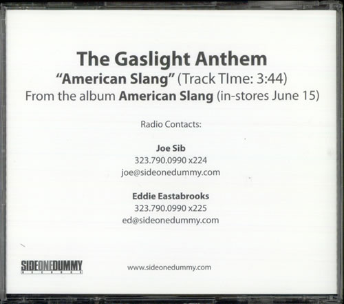 The Gaslight Anthem American Slang CD single (CD5 / 5") US T6GC5AM519797