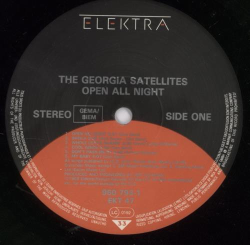 The Georgia Satellites Open All Night vinyl LP album (LP record) UK GSALPOP602577