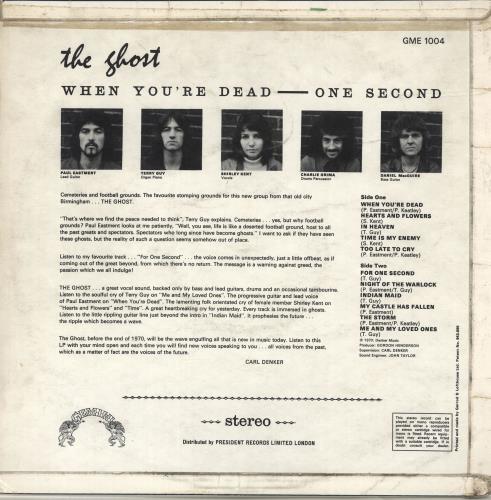 The Ghost (70s) When You're Dead - One Second - 1st vinyl LP album (LP record) UK GHSLPWH694065