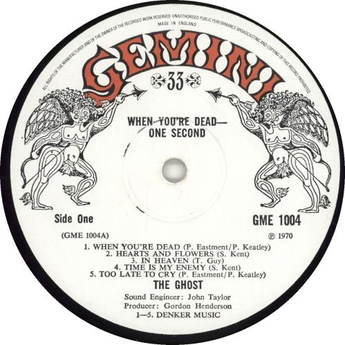 The Ghost (70s) When You're Dead - One Second - 1st vinyl LP album (LP record) UK GHSLPWH694065