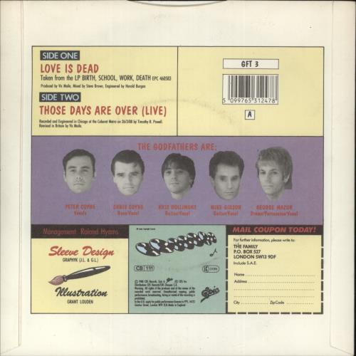 The Godfathers Love Is Dead 7" vinyl single (7 inch record / 45) UK GDF07LO502762