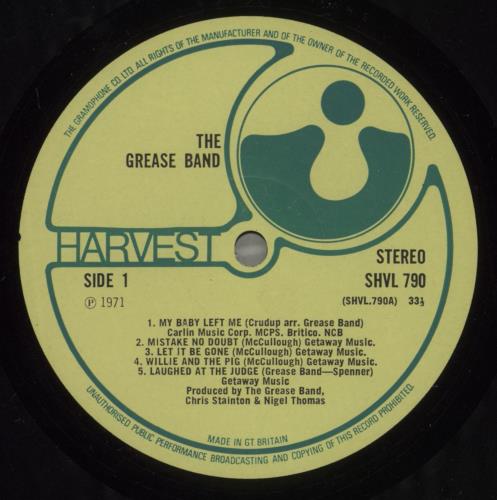 The Grease Band The Grease Band vinyl LP album (LP record) UK G/BLPTH884422