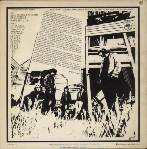 The Great Society Conspicuous Only In Its Absence vinyl LP album (LP record) UK GRSLPCO514274