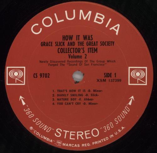 The Great Society How It Was vinyl LP album (LP record) US GRSLPHO797328